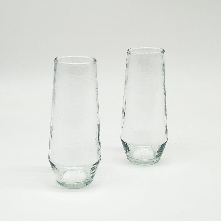 Handblown Hammered Champagne Glasses - Set of 2