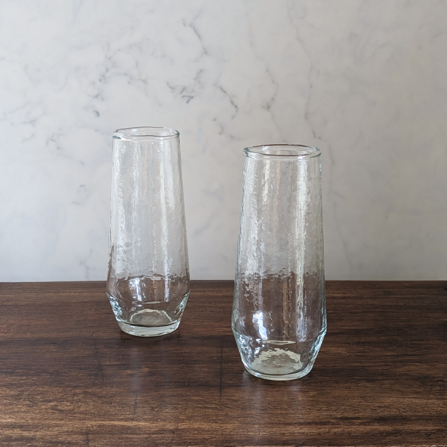 Handblown Hammered Champagne Glasses - Set of 2