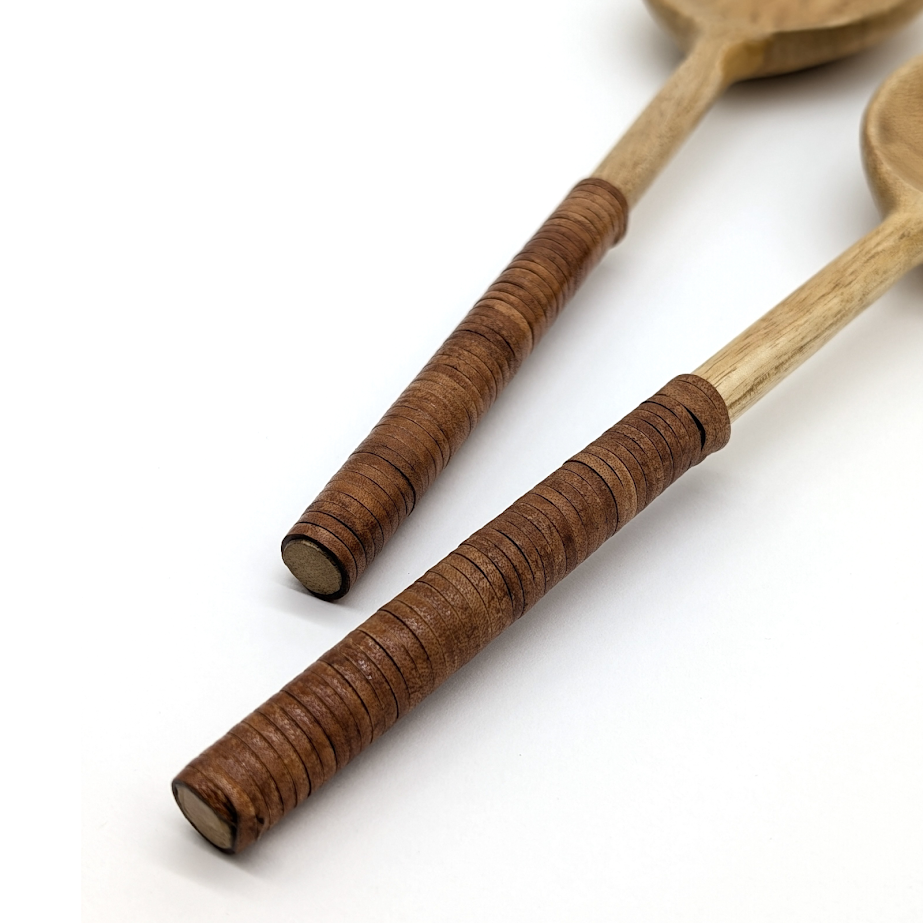 Leather Handle Salad Servers