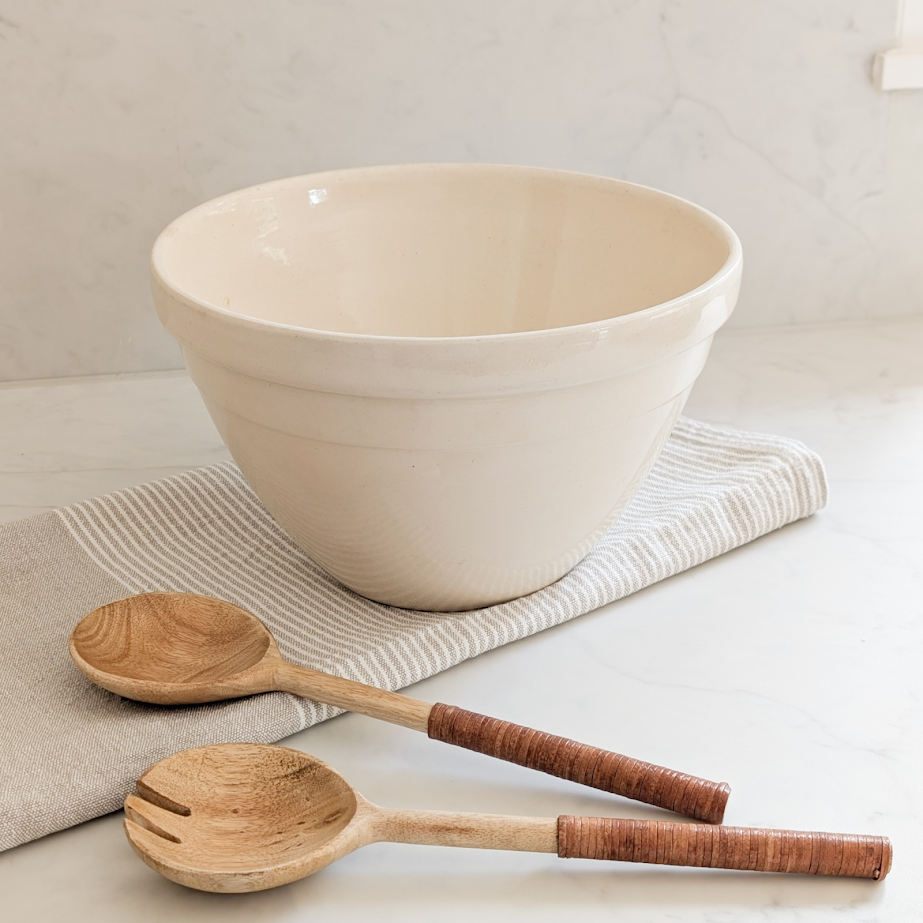 Leather Handle Salad Servers