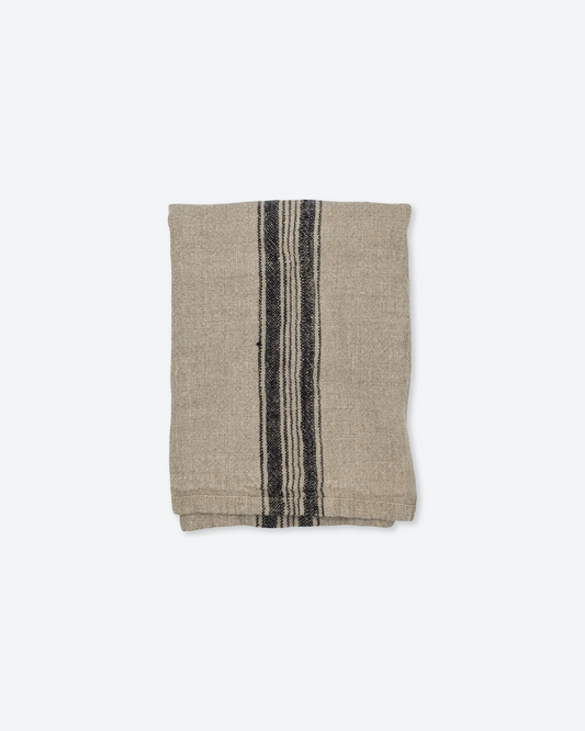 Linen Charcoal Stripe Tea Towel