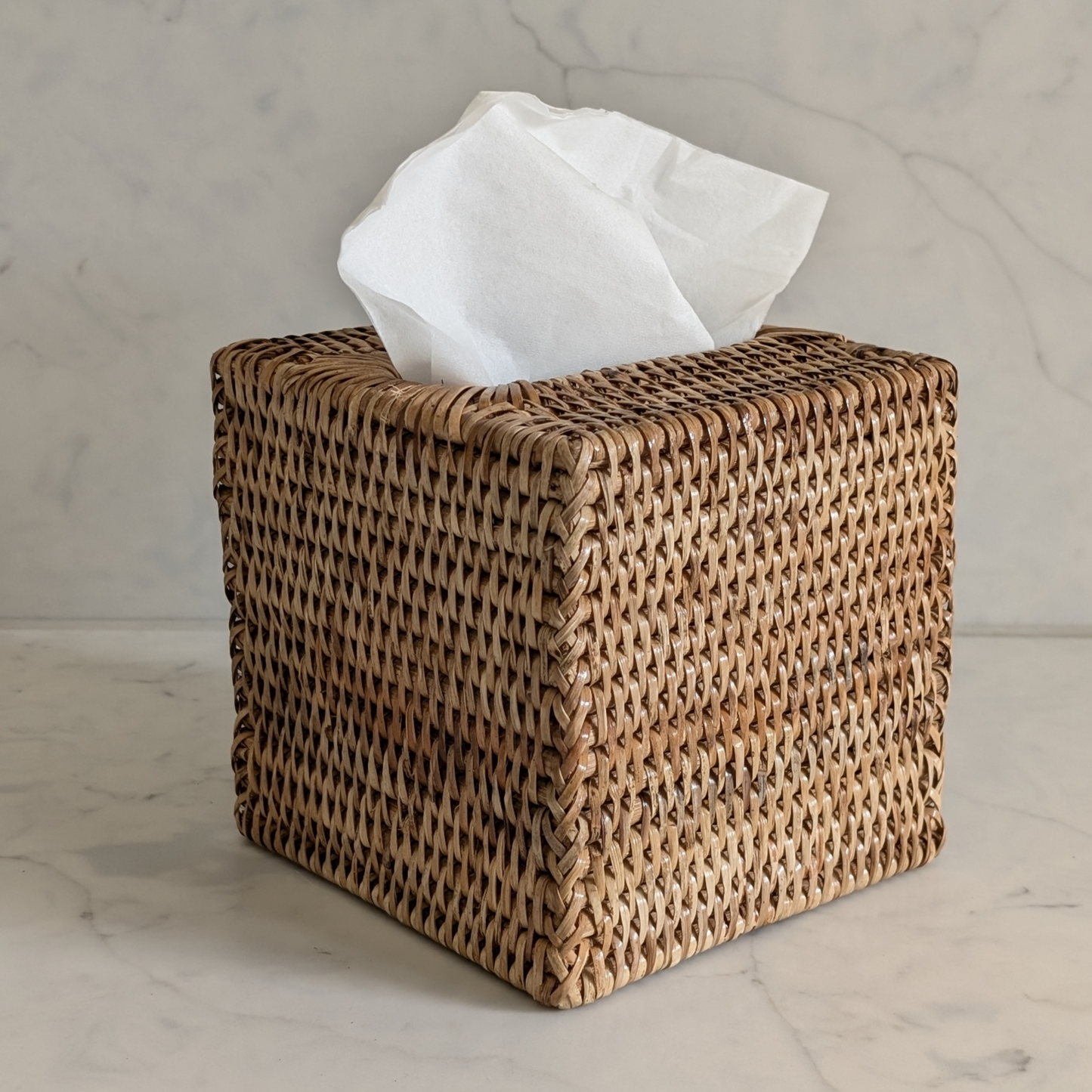 Rattan Square Tissue Box