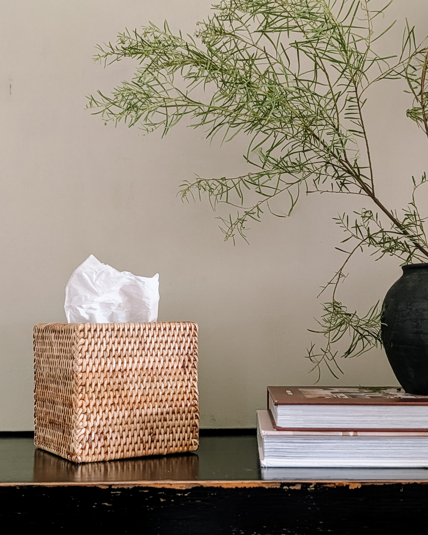 Rattan Square Tissue Box