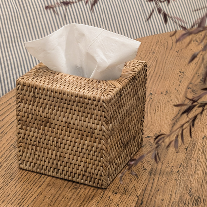 Rattan Square Tissue Box