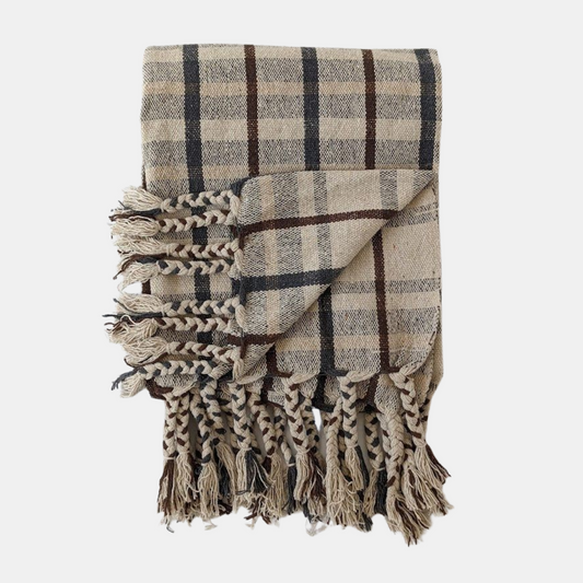 Plaid Tasseled Throw